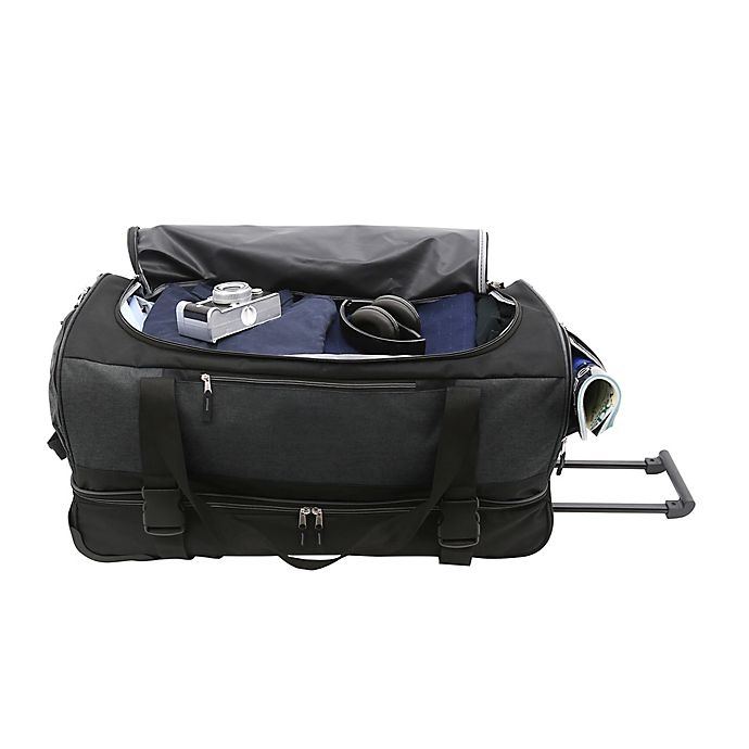 slide 2 of 4, Salt Drop-Bottom Rolling Duffle Bag - Black, 30 in