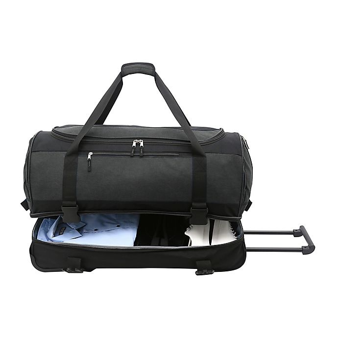 slide 3 of 4, Salt Drop-Bottom Rolling Duffle Bag - Black, 30 in