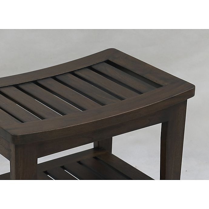 Dark teak shower store bench