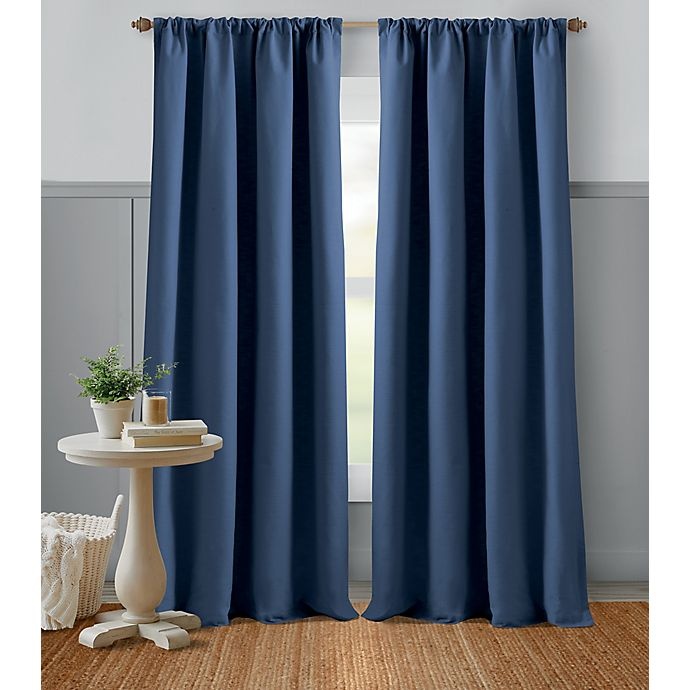 slide 3 of 5, Bee & Willow Home Bee & Willow Textured Weave Rod Pocket Curtain Panel - Blue (Single), 63 in