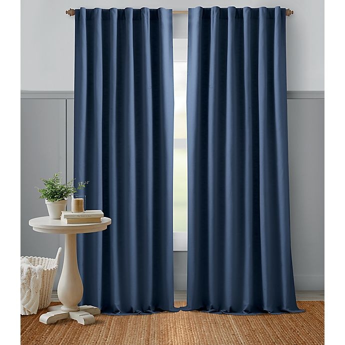 slide 1 of 5, Bee & Willow Home Bee & Willow Textured Weave Rod Pocket Curtain Panel - Blue (Single), 63 in