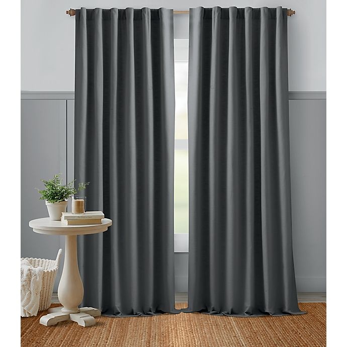 slide 1 of 4, Bee & Willow Home Textured Weave Rod Pocket Curtain Panel - Gargoyle, 63 in