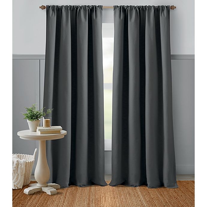 slide 2 of 4, Bee & Willow Home Textured Weave Rod Pocket Curtain Panel - Gargoyle, 84 in