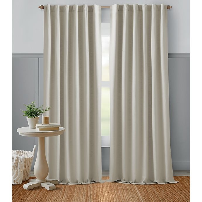 slide 1 of 5, Bee & Willow Home Textured Weave Rod Pocket Window Curtain Panel - Pumice, 63 in