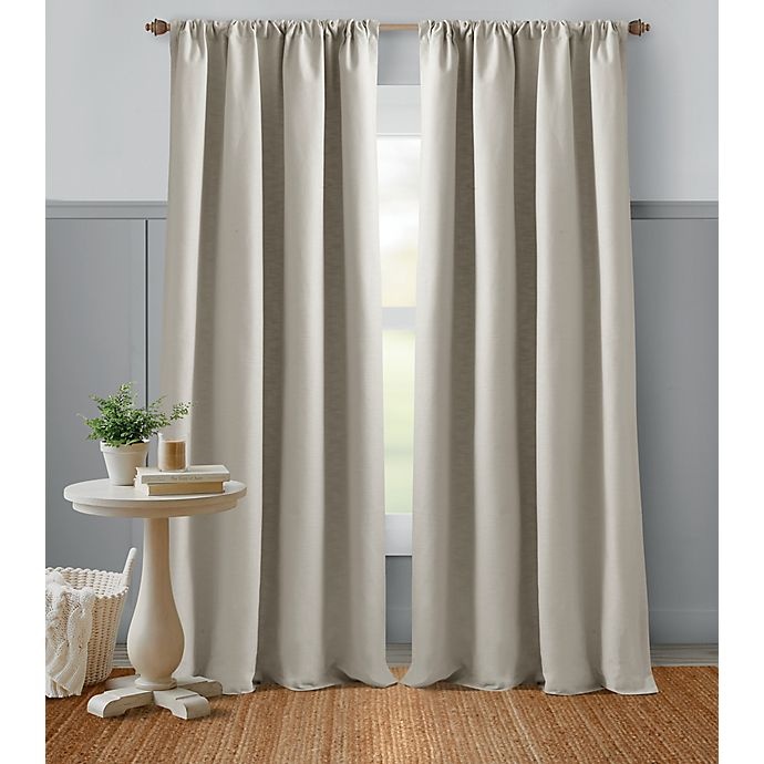 slide 5 of 5, Bee & Willow Home Textured Weave Rod Pocket Window Curtain Panel - Pumice, 63 in