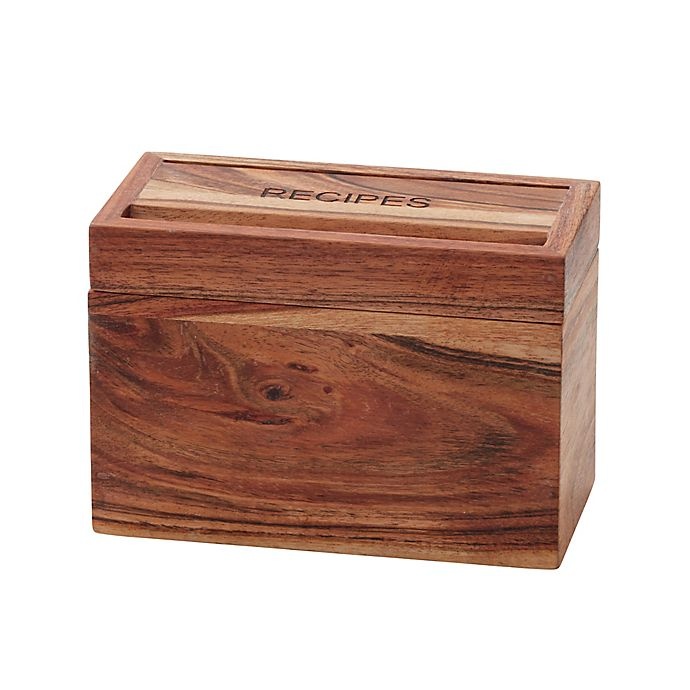 slide 2 of 8, Artisanal Kitchen Supply Wooden Recipe Box - Brown, 1 ct