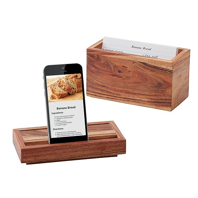 slide 3 of 8, Artisanal Kitchen Supply Wooden Recipe Box - Brown, 1 ct