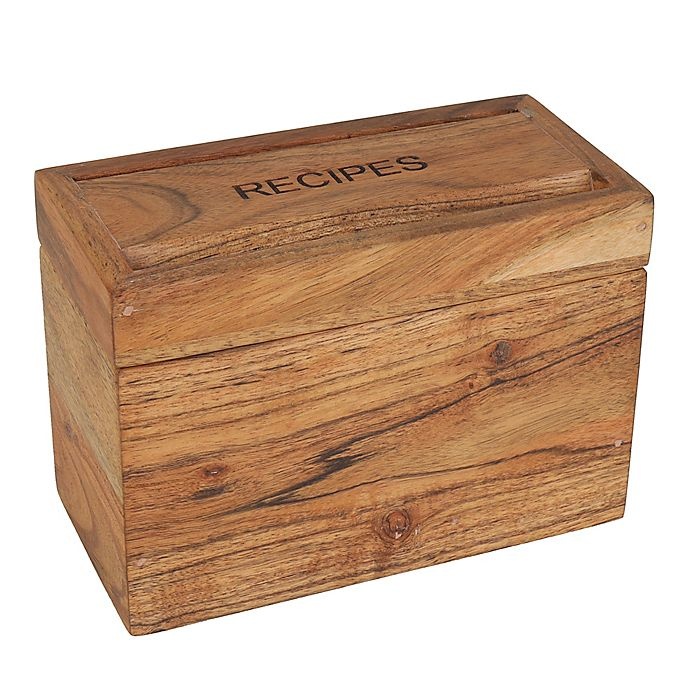 slide 8 of 8, Artisanal Kitchen Supply Wooden Recipe Box - Brown, 1 ct