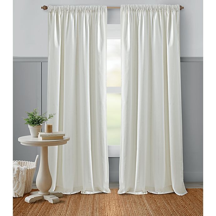 slide 1 of 1, Bee & Willow Home Glimmer Stripe Window Curtain Panel - White, 108 in