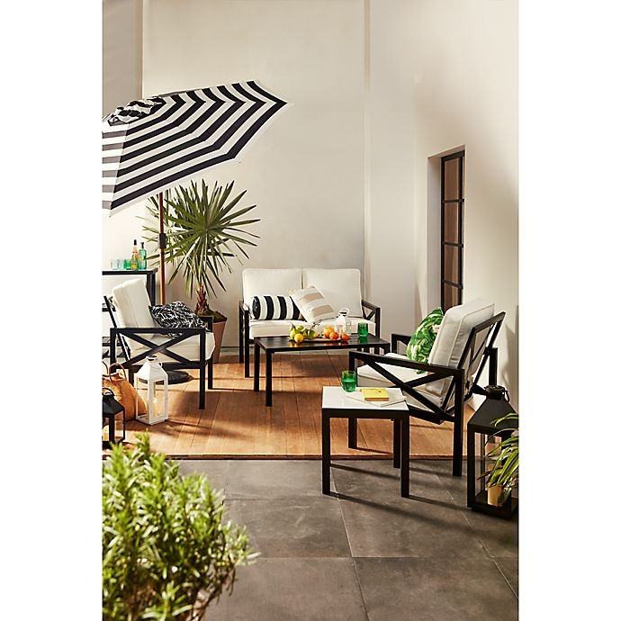 slide 4 of 5, W Home Striped Cabana Umbrella - Black/White, 9 ft