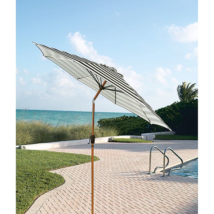 slide 3 of 5, W Home Striped Cabana Umbrella - Black/White, 9 ft