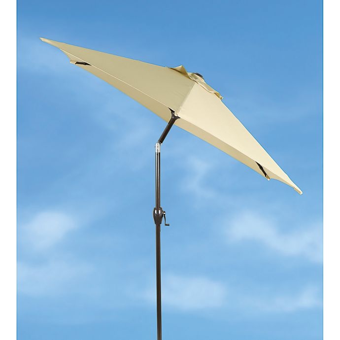 slide 2 of 3, Destination Summer Round Aluminum Tilt Market Umbrella - Khaki, 7.5 ft