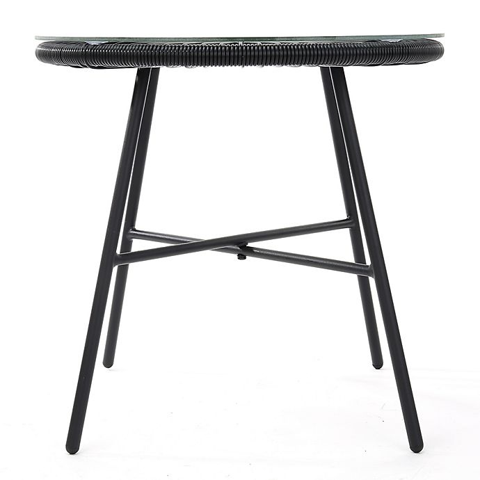 slide 5 of 5, Destination Summer Round Wicker Patio Side Table - Black, 1 ct