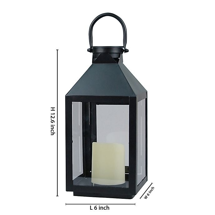 slide 2 of 2, W Home Solar Small Metal Lantern - Black, 1 ct