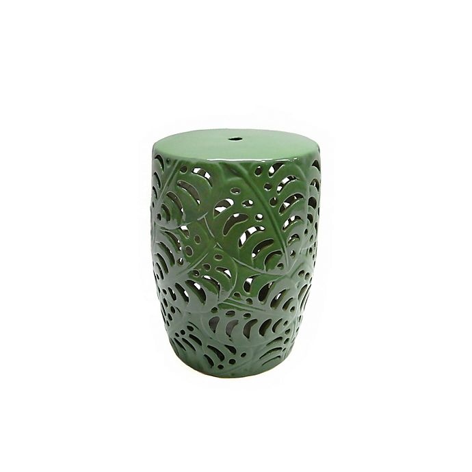 slide 1 of 4, W Home Ceramic Palm Garden Accent Table - Green, 1 ct
