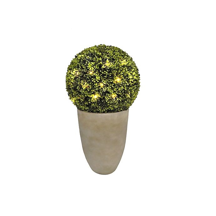 slide 2 of 2, Bee & Willow Home Pre-Lit Faux Boxwood Ball Topiary, 32 in