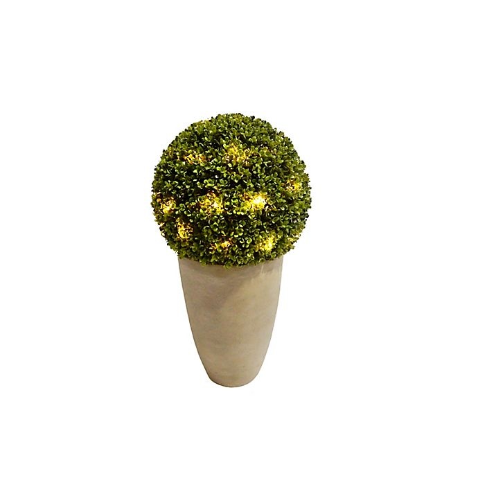 slide 2 of 2, Bee & Willow Home Pre-Lit Faux Boxwood Ball Topiary, 36 in