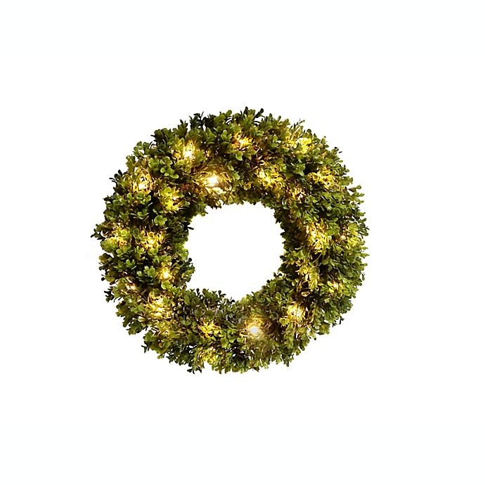 slide 3 of 4, Bee & Willow Home Faux Boxwood LED Wreath, 23 in