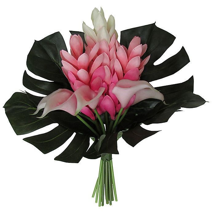 slide 1 of 1, W Home Ginger Flower and Calla Lily Bouquet - Pink, 17 in