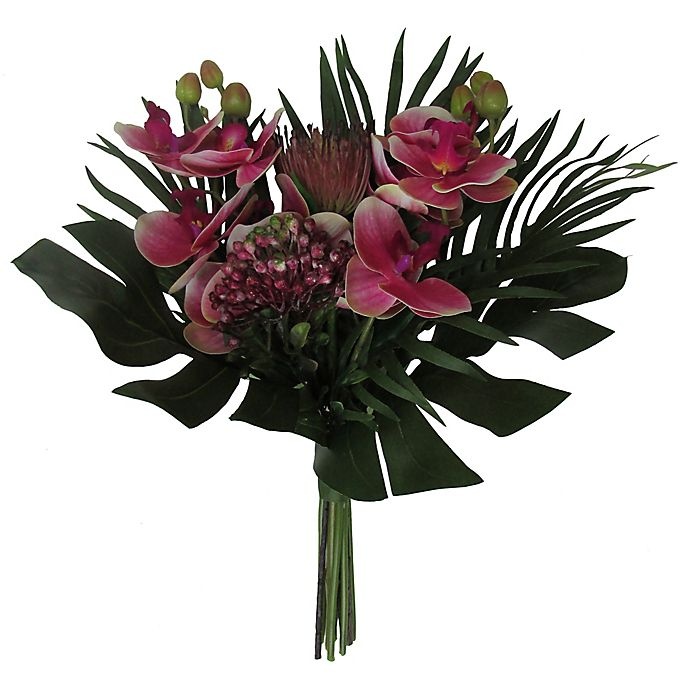 slide 1 of 1, W Home Orchid Cipyrus Bouquet - Fuchsia, 17 in