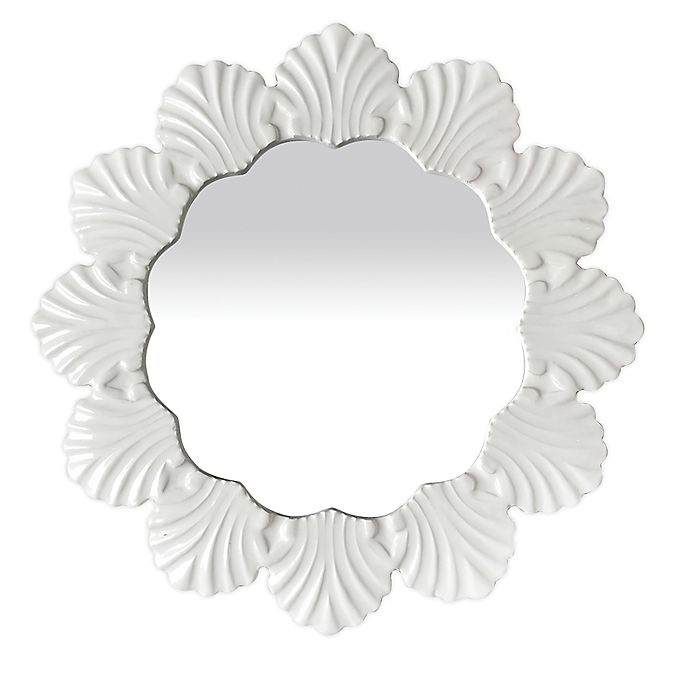 slide 1 of 1, W Home Seashell Round Resin Wall Mirror - Coral White, 1 ct