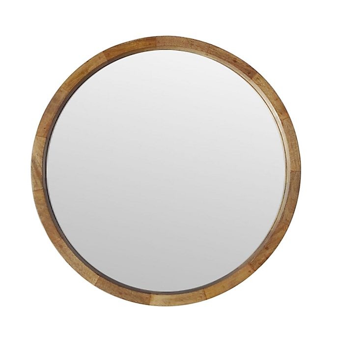 slide 1 of 1, W Home Round Wall Mirror - Natural Wood, 24 in