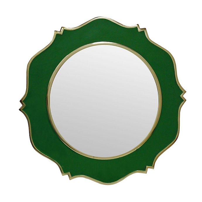 slide 1 of 1, W Home Round Enamel Mirror - Green, 18 in