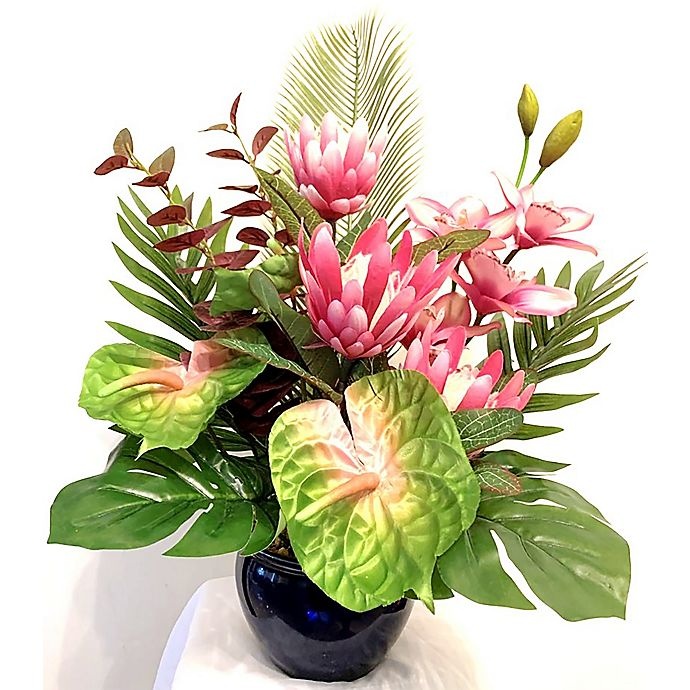 slide 1 of 1, W Home Pink Floral Arrangement - Ceramic Vase, 24 in