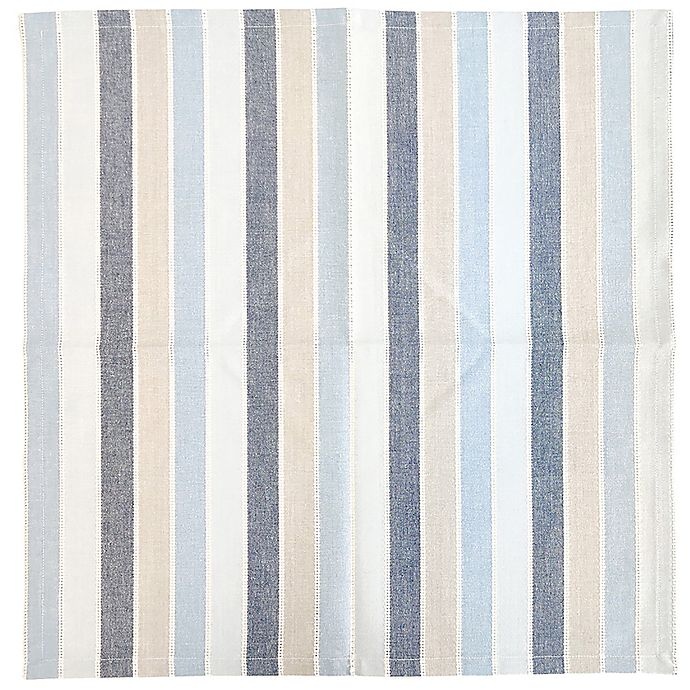 slide 2 of 3, Bee & Willow Home Hemstitch Stripe Napkins - Blue/Neutral, 4 ct