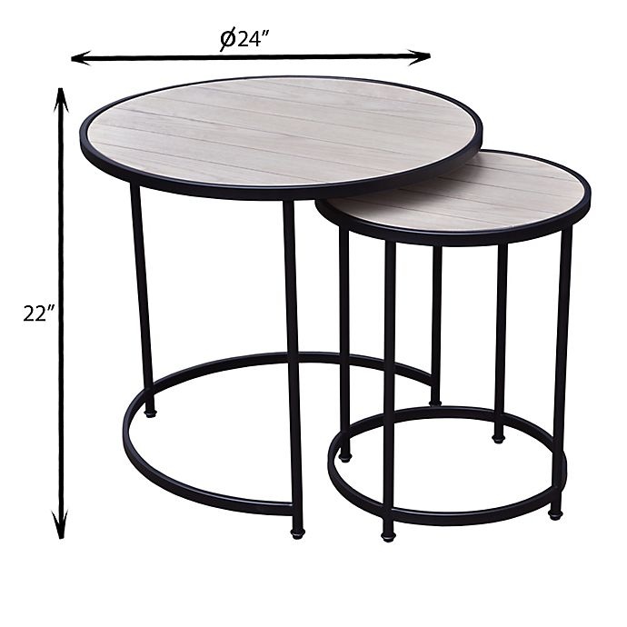 slide 2 of 4, Bee & Willow Home Round Nesting Side Table Set - Light Natural, 2 ct