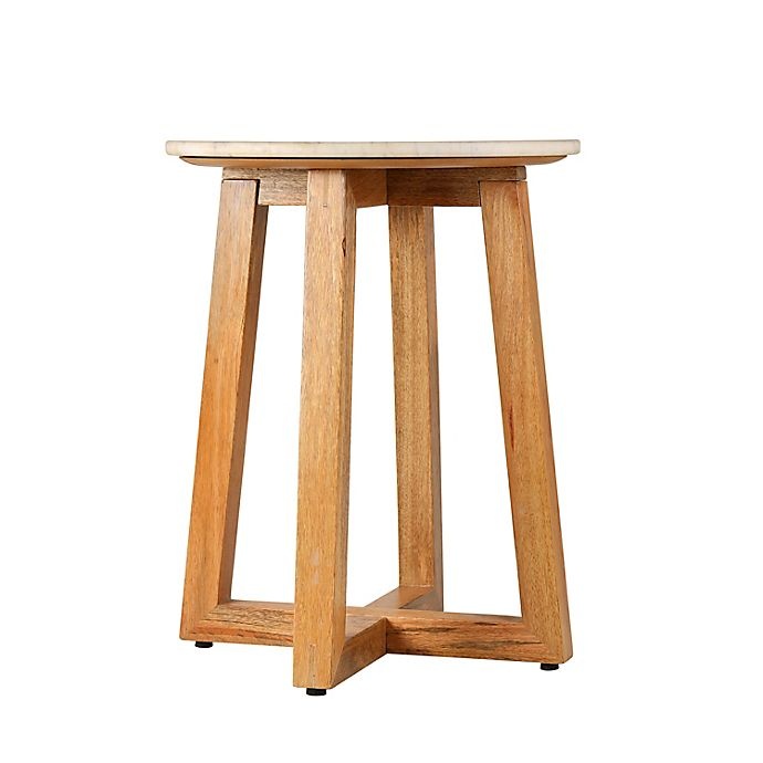 slide 2 of 2, Bee & Willow Home Mango Wood Side Table - Natural/White Marble, 1 ct