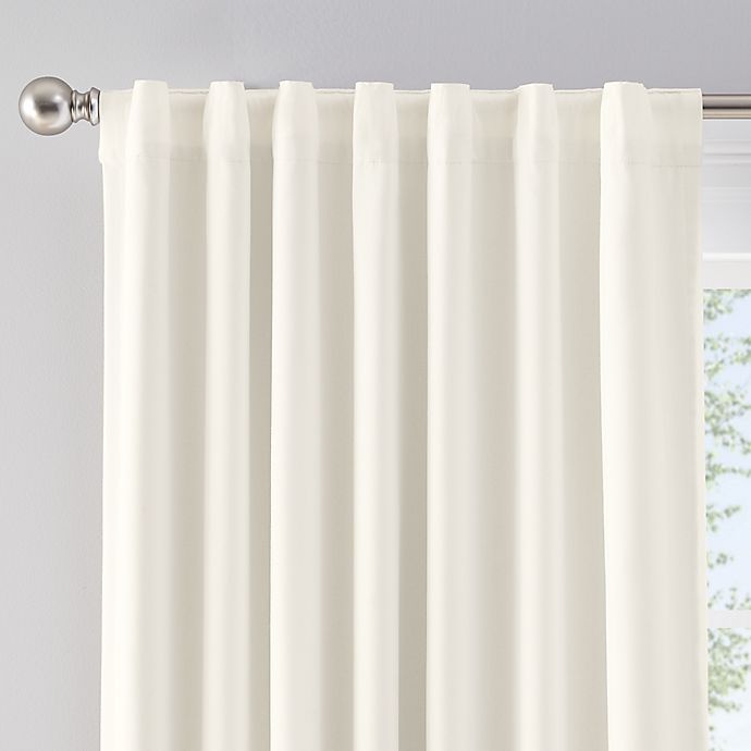 slide 2 of 5, Marmalade Pom Pom Stripe Rod Pocket/Back Tabs Blackout Window Curtain Panel, 63 in