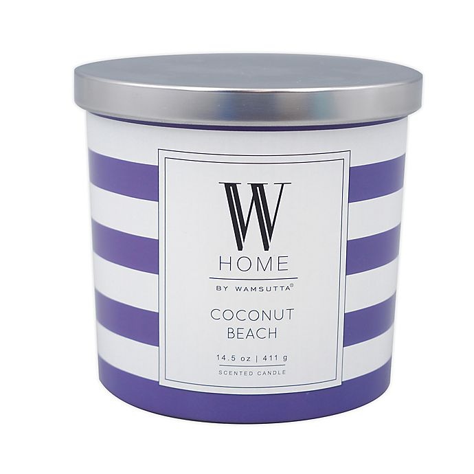 slide 1 of 1, W Home Coconut Beach Tin Candle, 14 oz