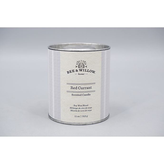 slide 3 of 3, Bee & Willow Home Red Currant Tin Candle with Grey Linen Design, 11 oz