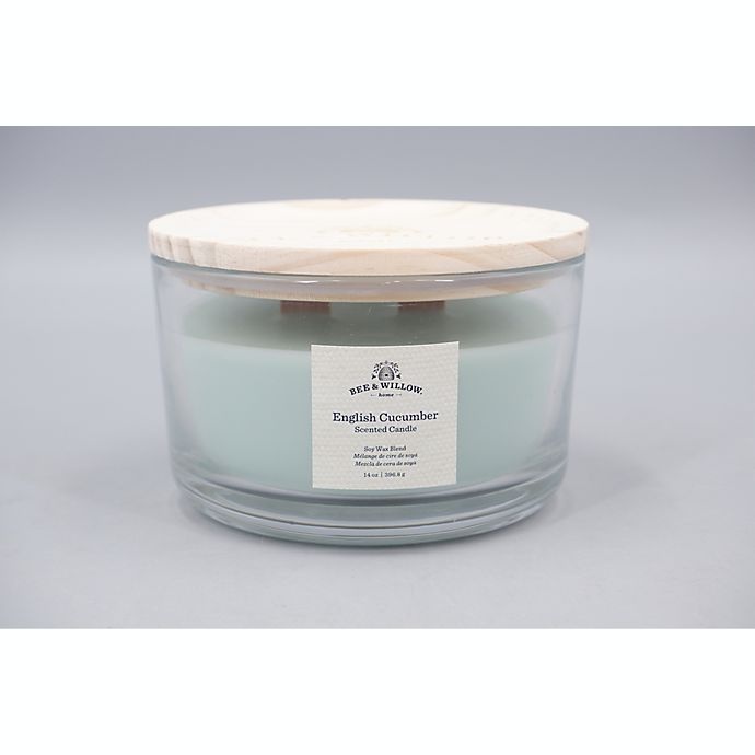 slide 3 of 3, Bee & Willow Home English Cucumber Wood-Wick Glass Candle, 14 oz