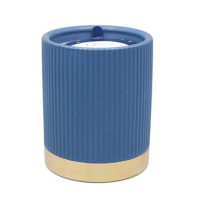 slide 1 of 1, O&O by Olivia & Oliver Evening Sand Fluted Metallic Band Candle, 14.5 oz