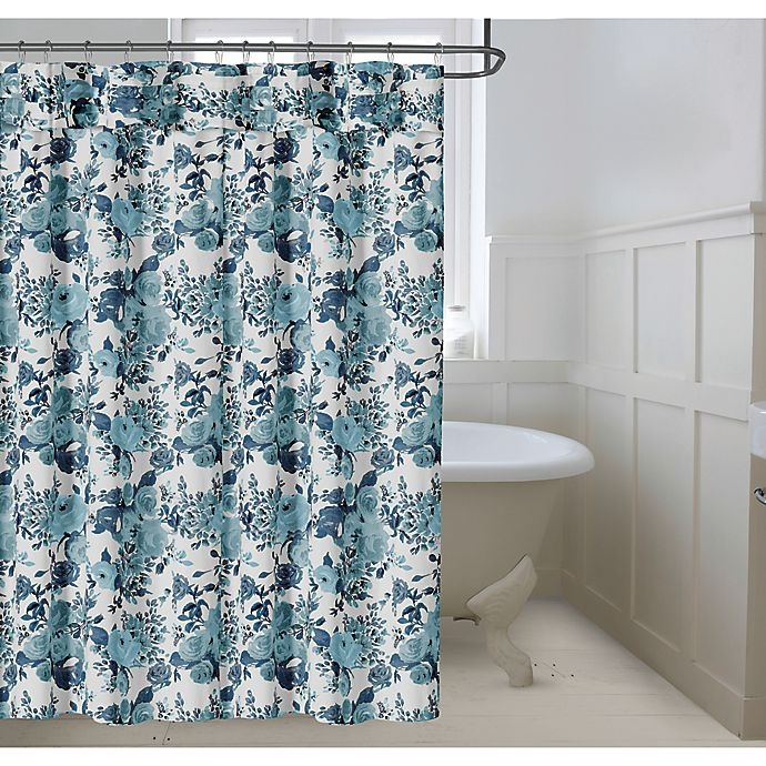 slide 1 of 1, Bee & Willow Home Vintage Rose Shower Curtain - Blue, 72 in x 98 in