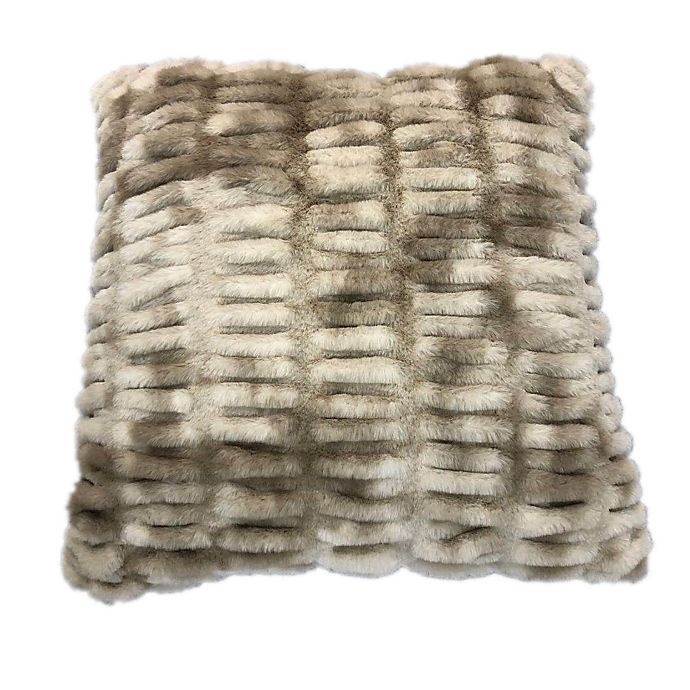 slide 2 of 2, O&O by Olivia & Oliver Saluzzo Ruched Faux Fur Square Throw Pillow - Tan, 1 ct