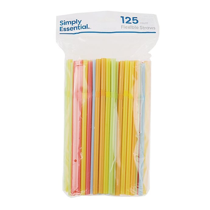 slide 2 of 2, Simply Essential Flexible Plastic Straws, 125 ct