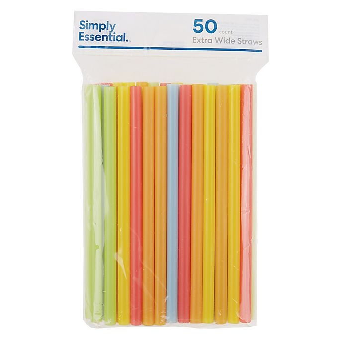 slide 2 of 2, Simply Essential Extra Wide Plastic Straws, 50 ct