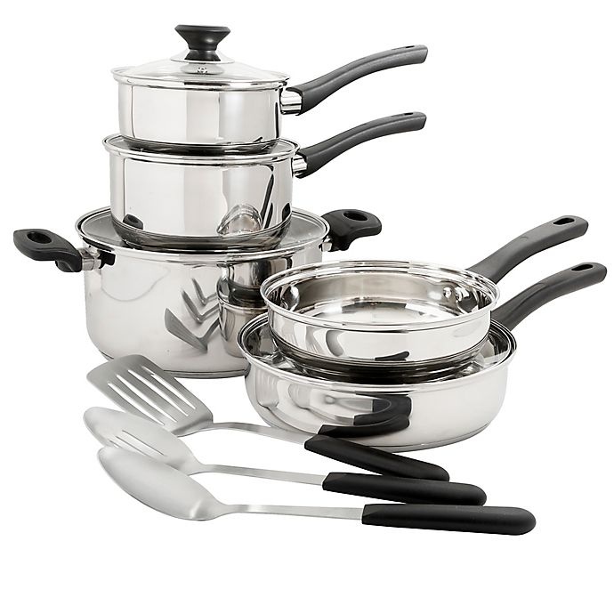 slide 8 of 8, Simply Essential Stainless Steel Cookware Set, 12 ct