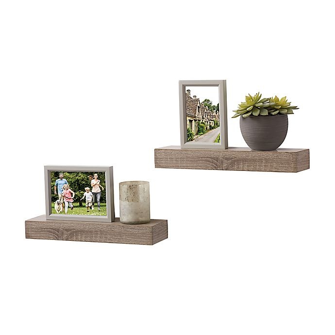 slide 2 of 2, Simply Essential Wood Shelf Set - Rustic Grey, 2 ct