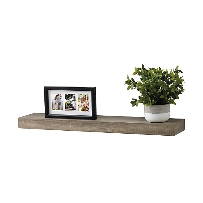 slide 2 of 2, Simply Essential Wood Shelf - Rustic Grey, 30 in