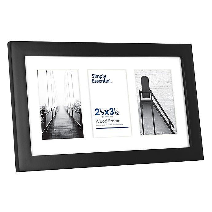 slide 2 of 2, Simply Essential Gallery 3-Photo Matted Wood Picture Frame - Black, 2 in x 3 in