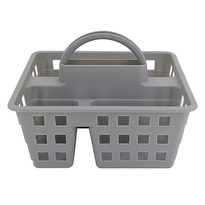 slide 1 of 1, Simply Essential Plastic Shower Tote - Grey, 1 ct