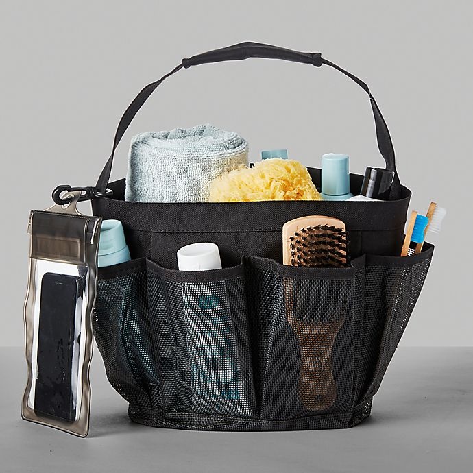 slide 2 of 2, Simply Essential Mesh Shower Tote - Black, 1 ct