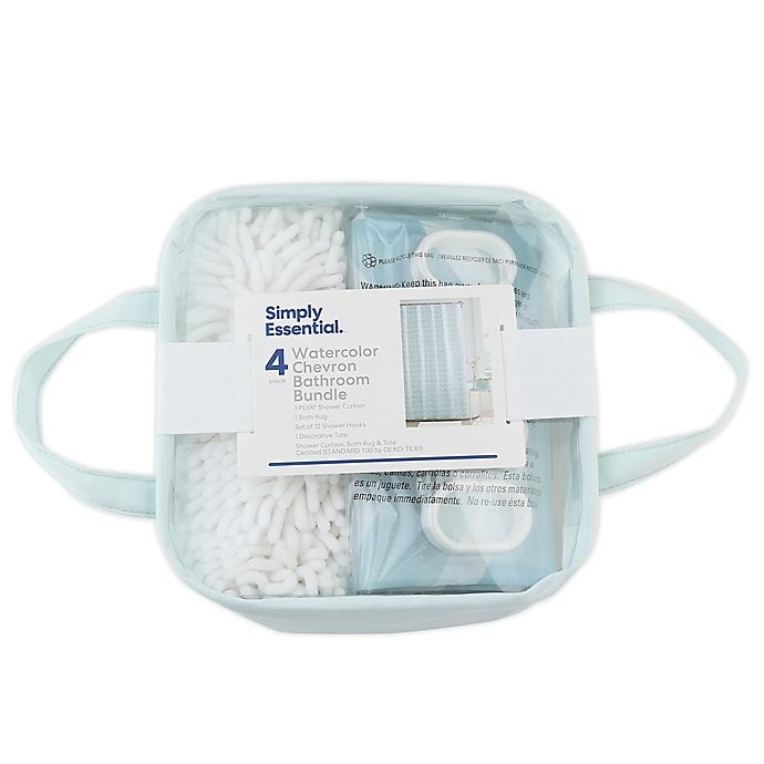 slide 2 of 10, Simply Essential Watercolor Chevron Bath Bundle - Blue, 4 ct