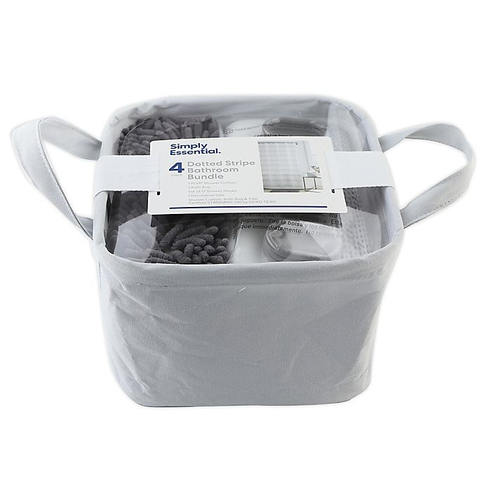 slide 10 of 10, Simply Essential Dotted Stripe Bath Bundle - Grey, 4 ct