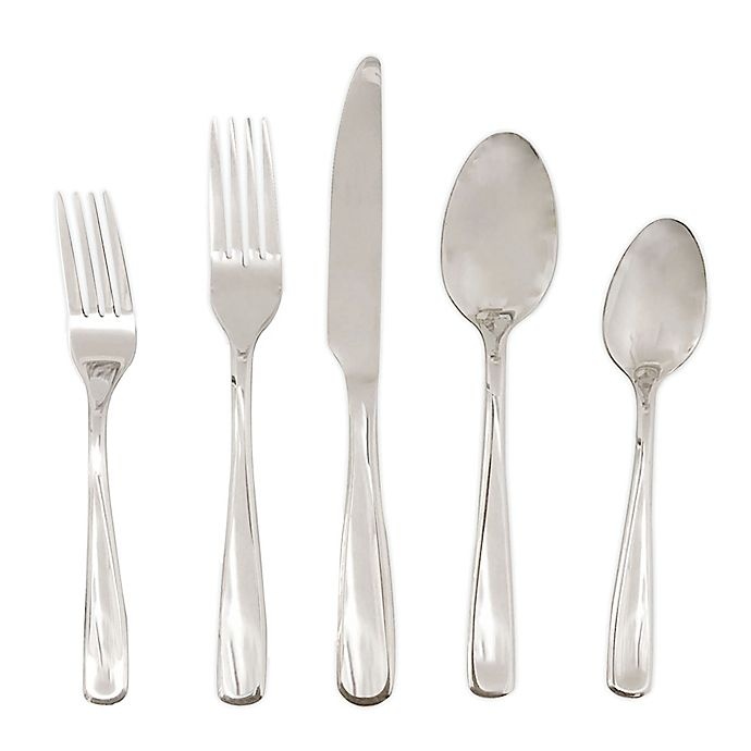 slide 2 of 3, Simply Essential Stainless Steel Mirror Flatware Set, 20 ct