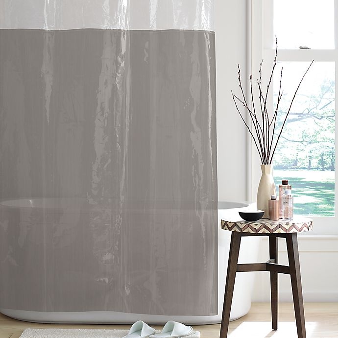 slide 1 of 1, Simply Essential Colorblock PEVA Shower Curtain - Grey, 72 in x 72 in